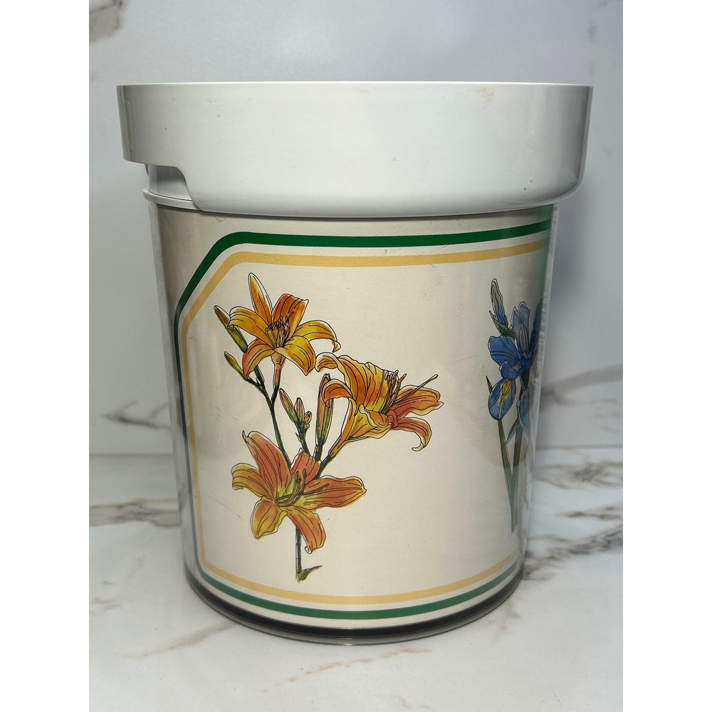 Vintage Nancy Floral Insulated Ice Bucket White Plastic Botanical Gardencore
